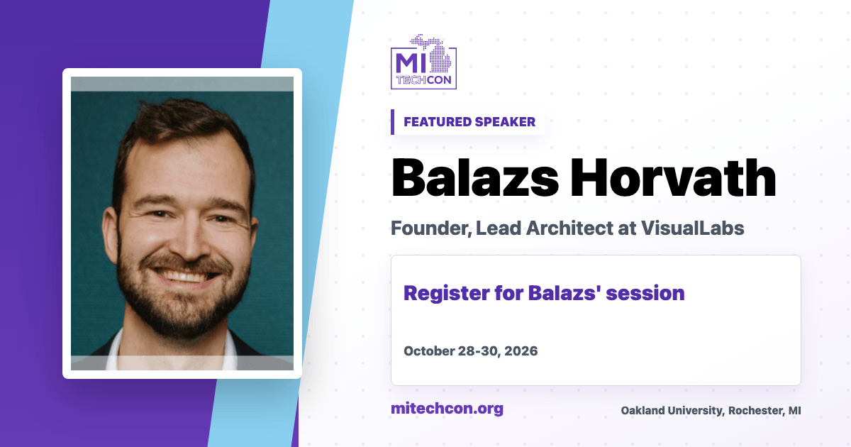 Balazs Horvath speaker share image for MITechCon 2026