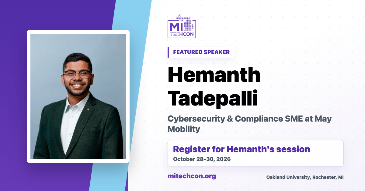 Hemanth Tadepalli speaker share image for MITechCon 2026