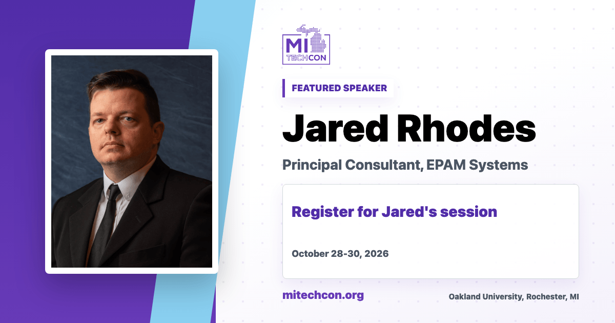 Jared Rhodes speaker share image for MITechCon 2026