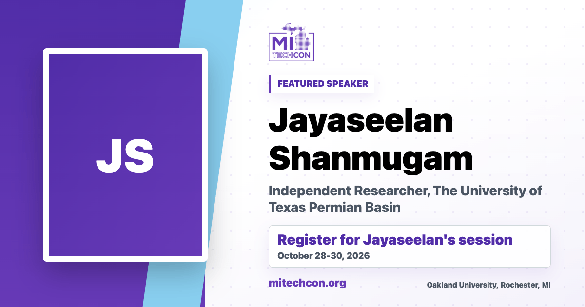 Jayaseelan Shanmugam speaker share image for MITechCon 2026