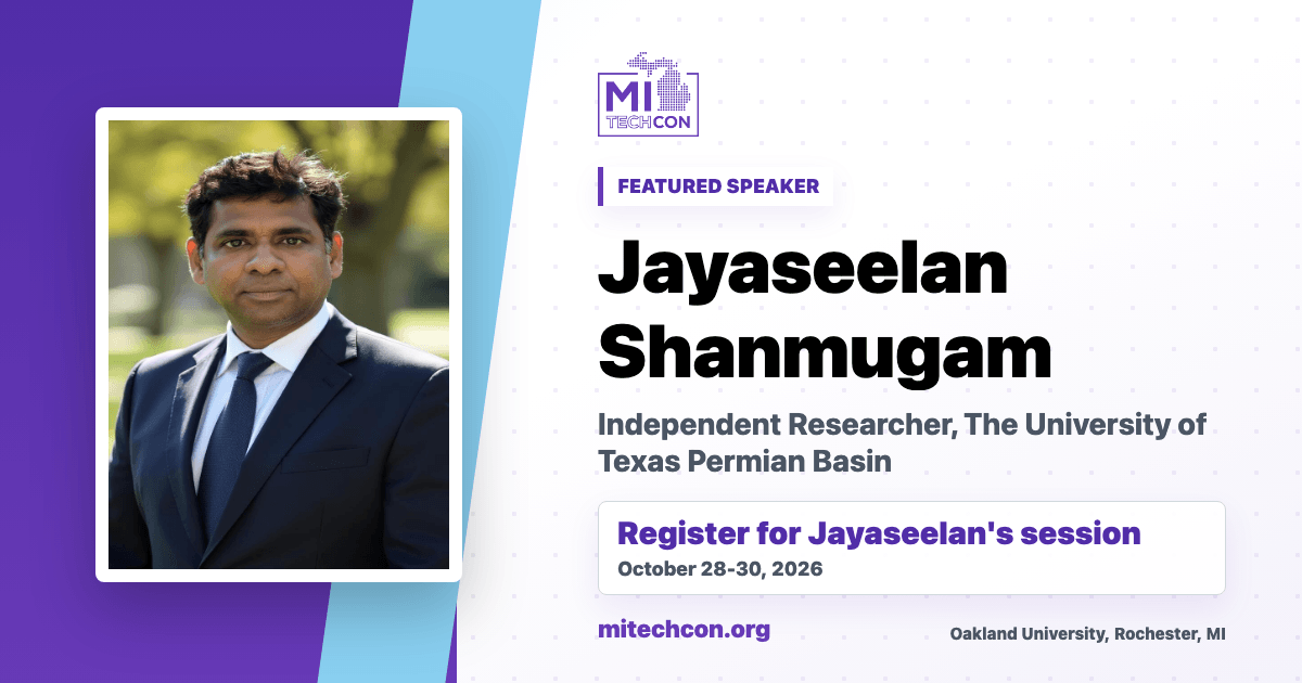Jayaseelan Shanmugam speaker share image for MITechCon 2026