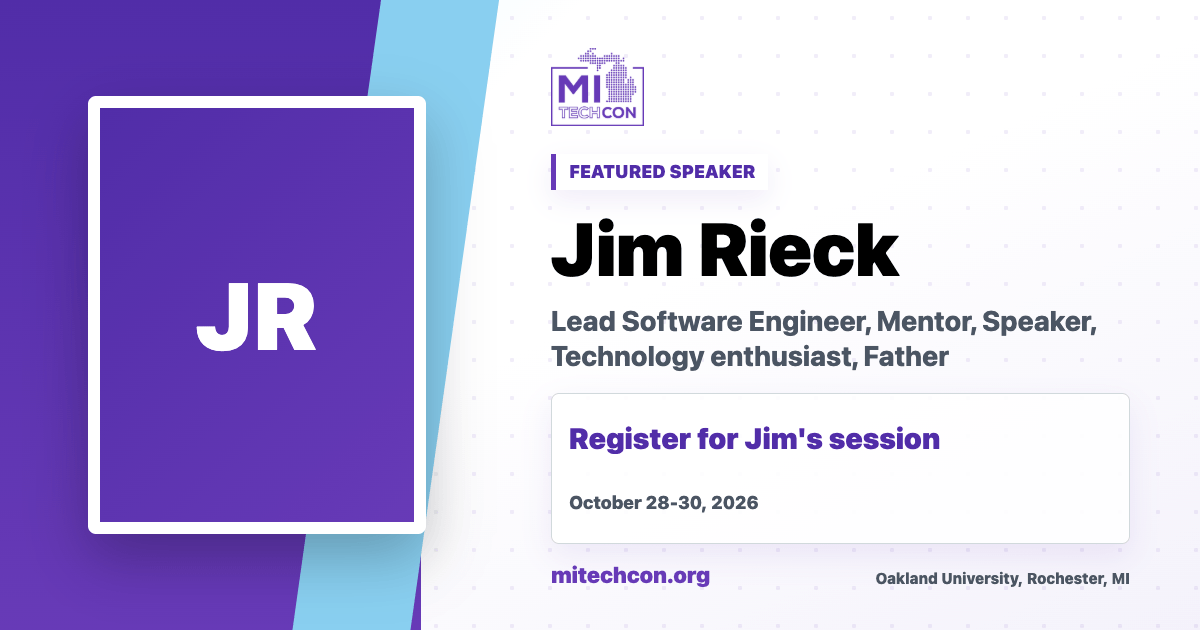 Jim Rieck speaker share image for MITechCon 2026