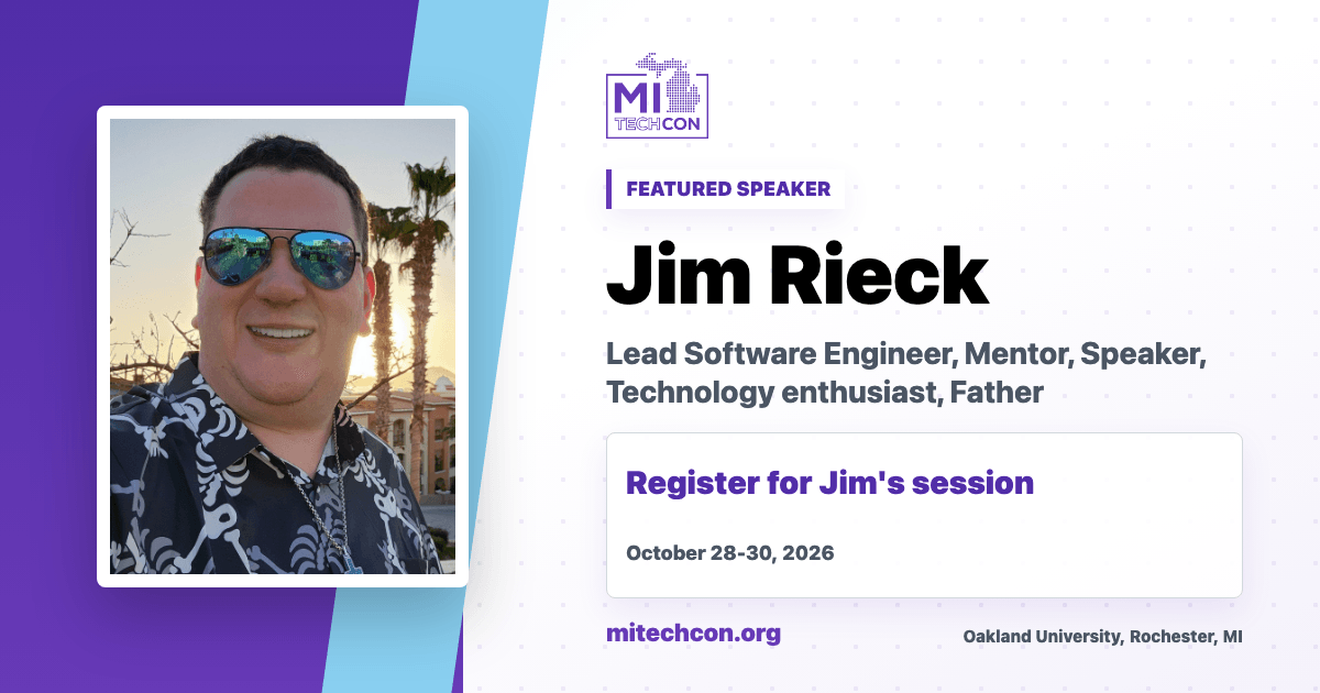 Jim Rieck speaker share image for MITechCon 2026