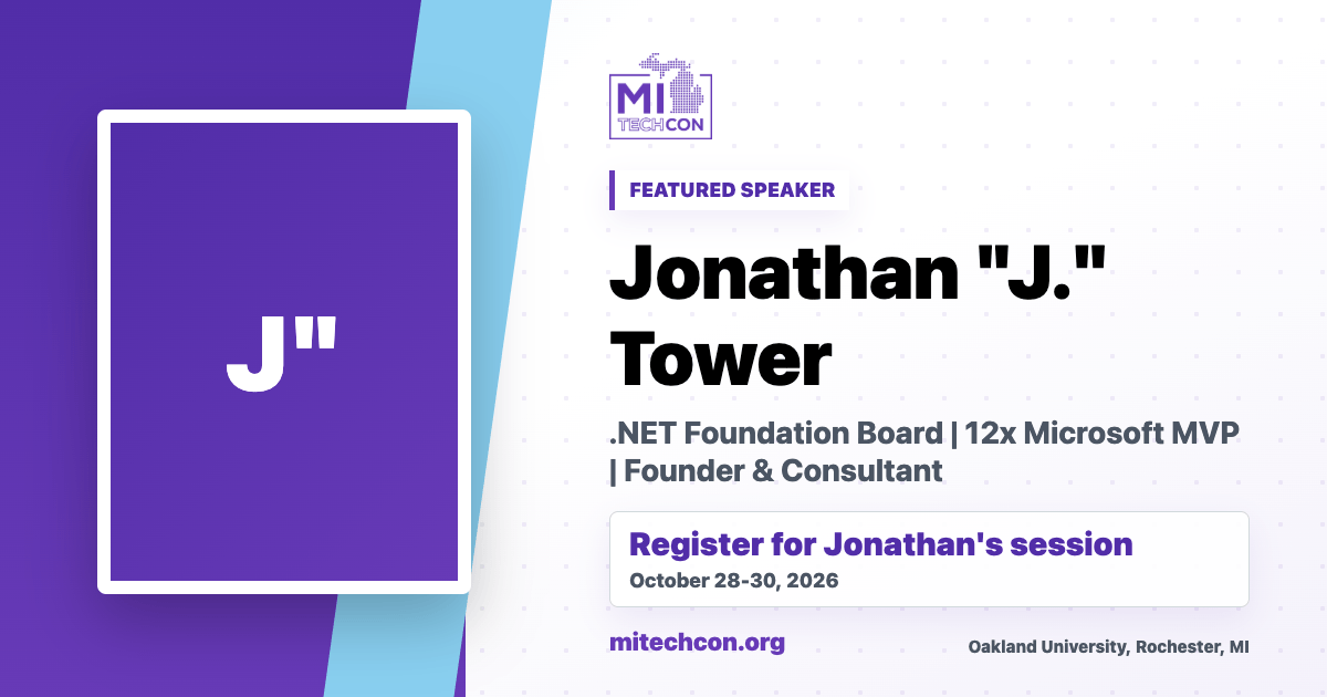 Jonathan "J." Tower speaker share image for MITechCon 2026
