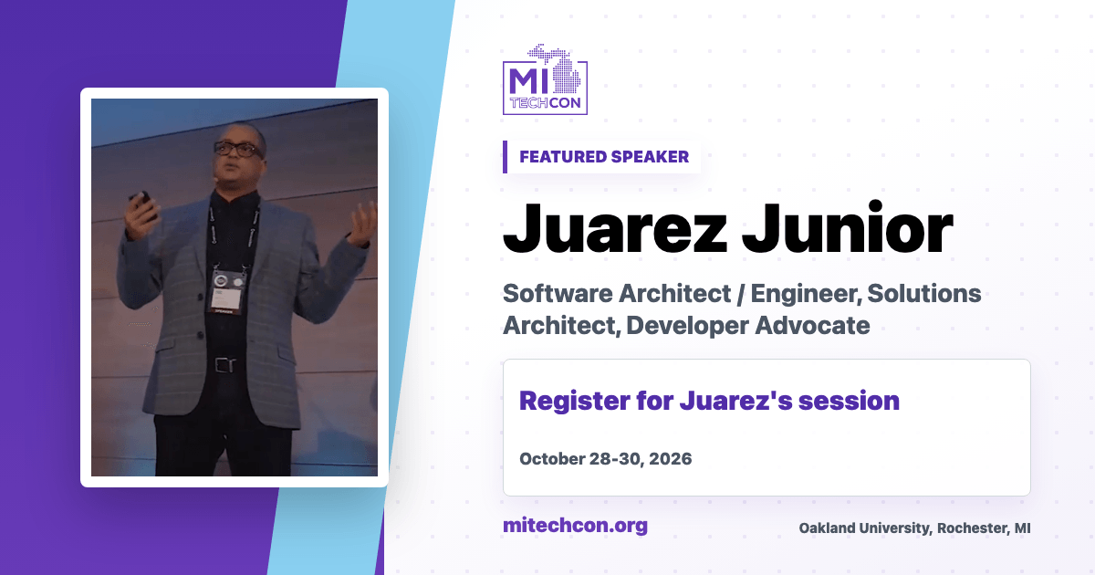 Juarez Junior speaker share image for MITechCon 2026