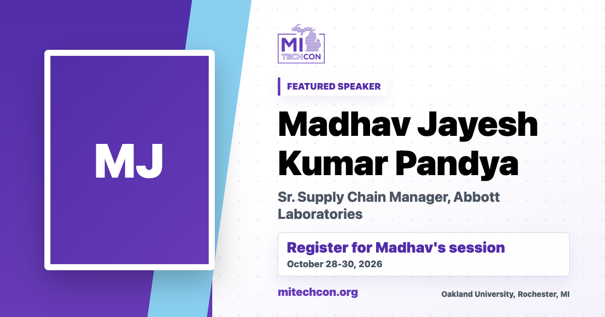 Madhav Jayesh Kumar Pandya speaker share image for MITechCon 2026