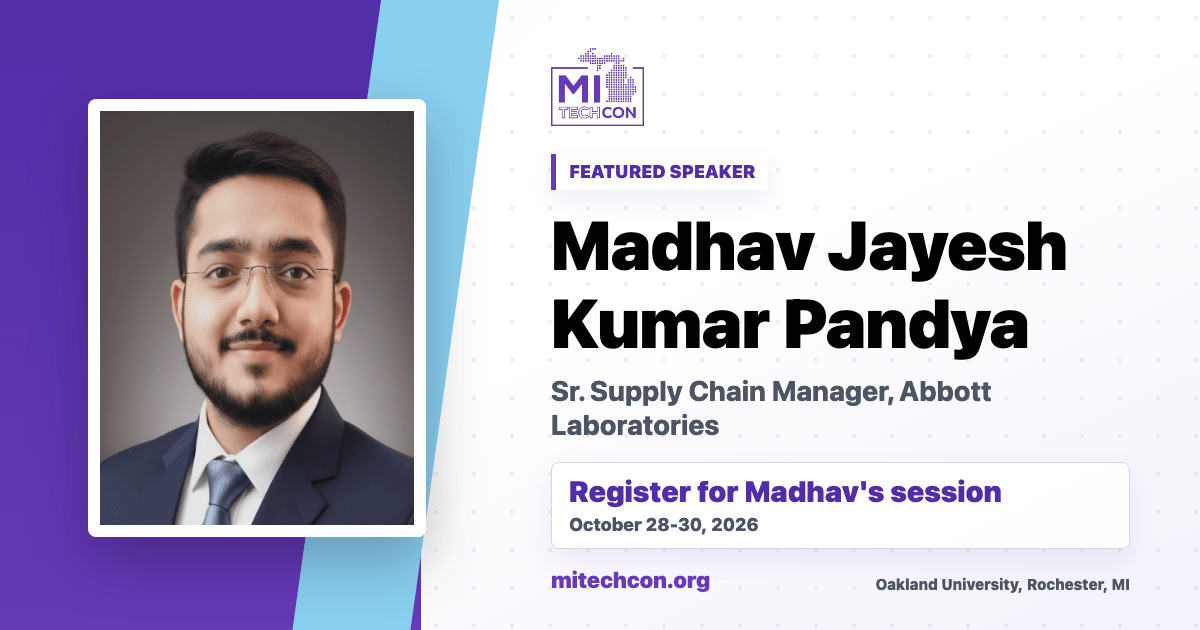 Madhav Jayesh Kumar Pandya speaker share image for MITechCon 2026