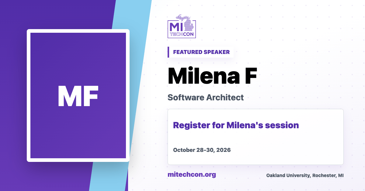 Milena F speaker share image for MITechCon 2026