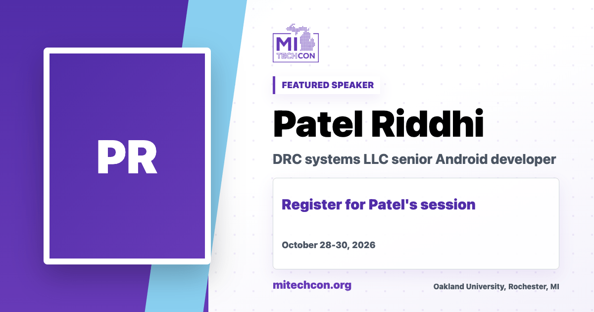 Patel Riddhi speaker share image for MITechCon 2026