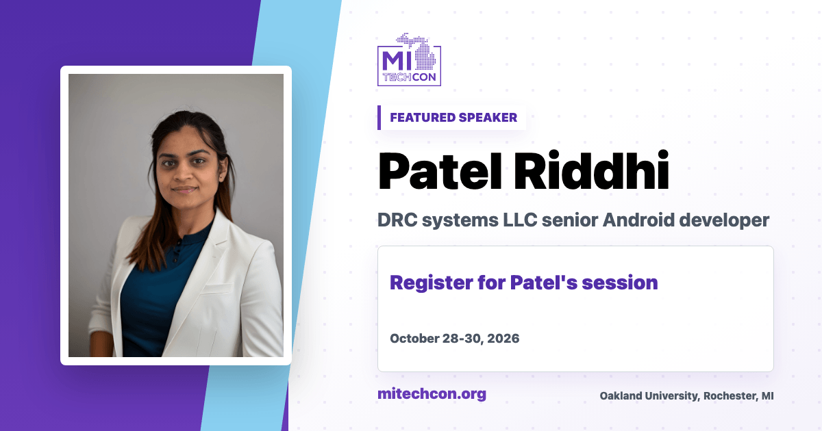 Patel Riddhi speaker share image for MITechCon 2026