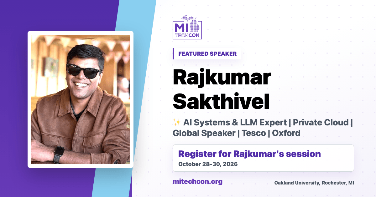 Rajkumar Sakthivel speaker share image for MITechCon 2026