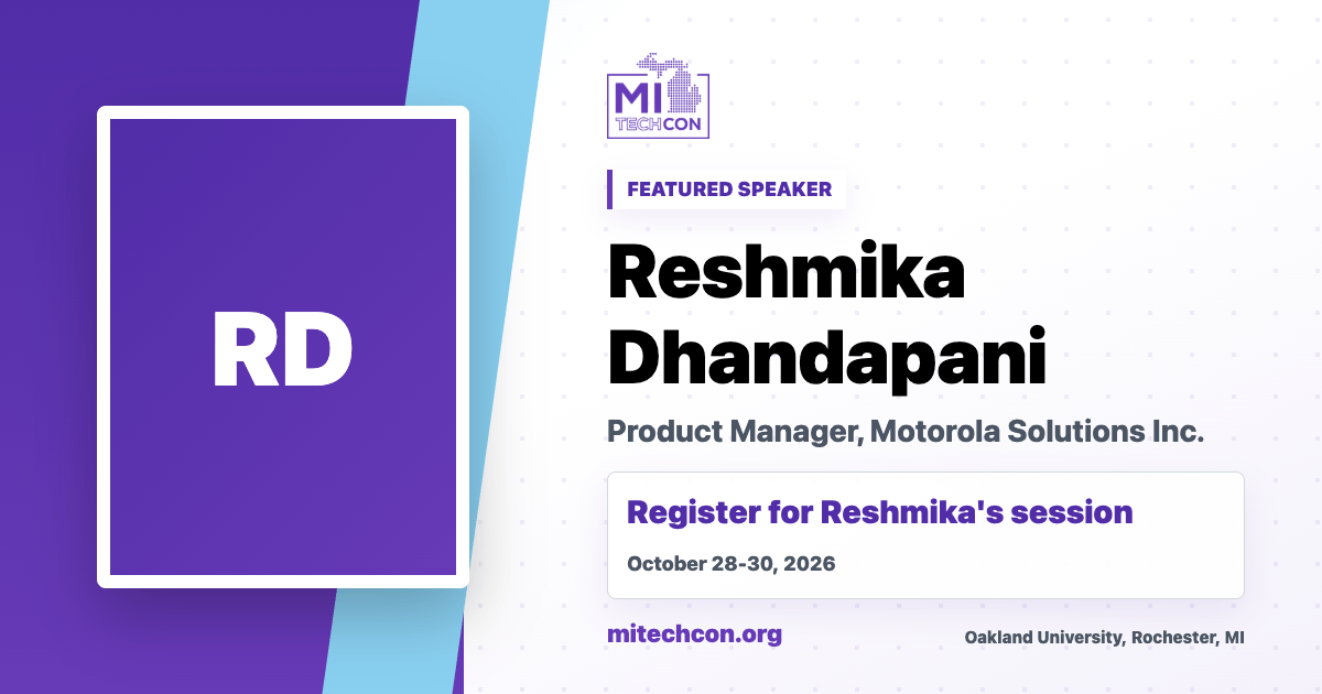 Reshmika Dhandapani speaker share image for MITechCon 2026