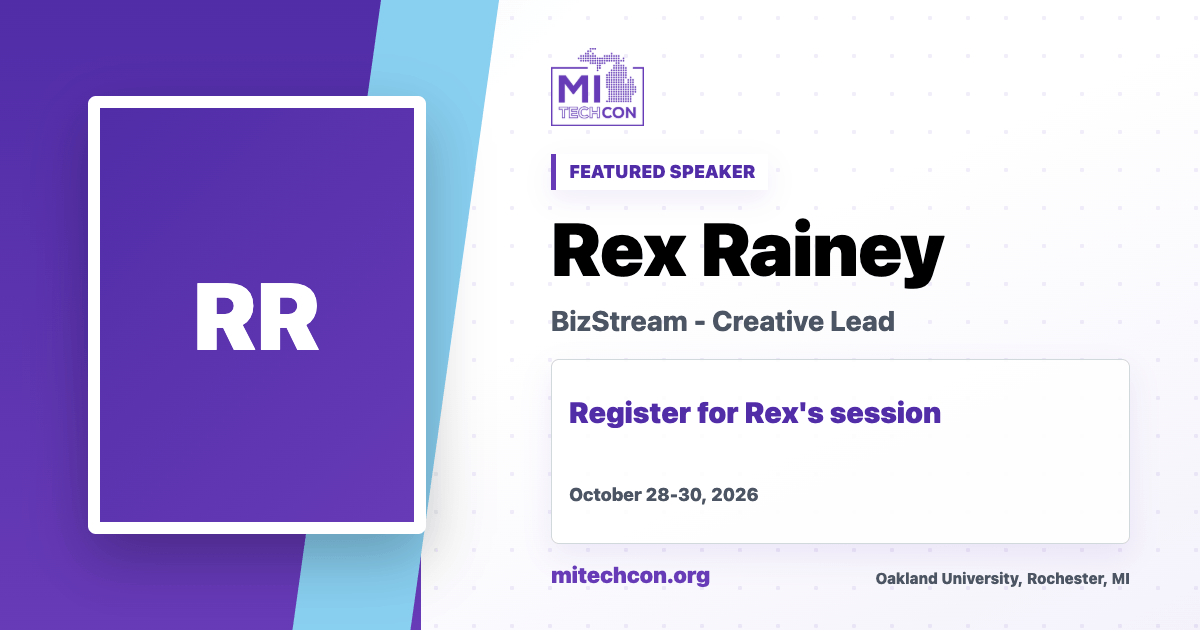 Rex Rainey speaker share image for MITechCon 2026