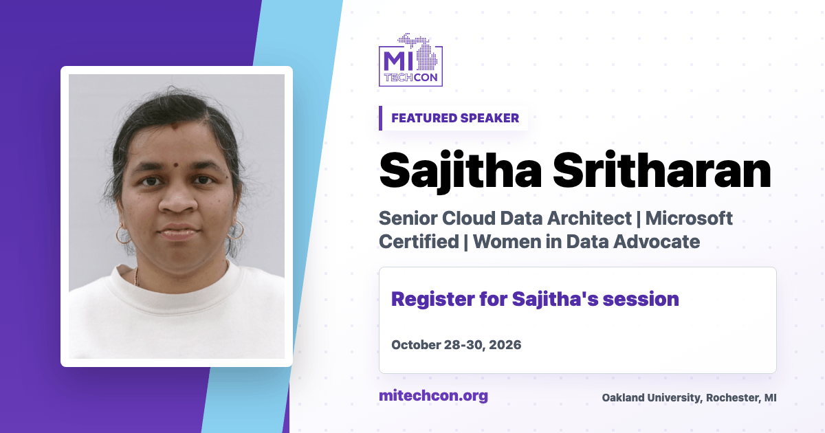 Sajitha Sritharan speaker share image for MITechCon 2026
