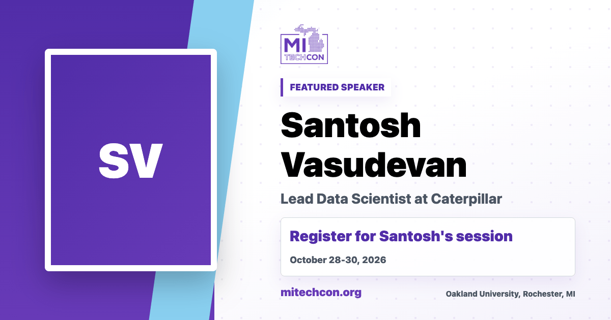 Santosh Vasudevan speaker share image for MITechCon 2026