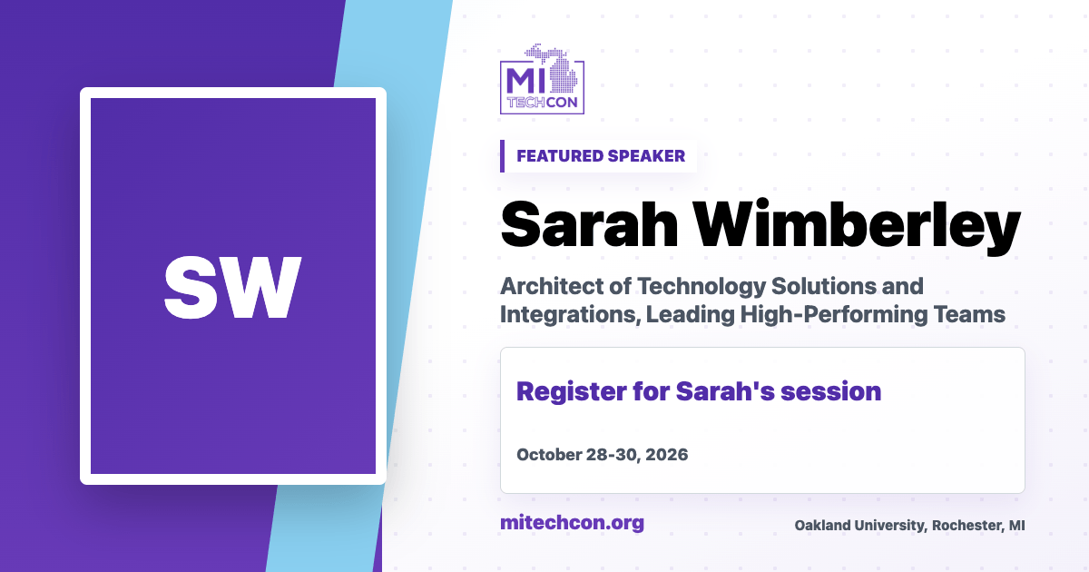 Sarah Wimberley speaker share image for MITechCon 2026