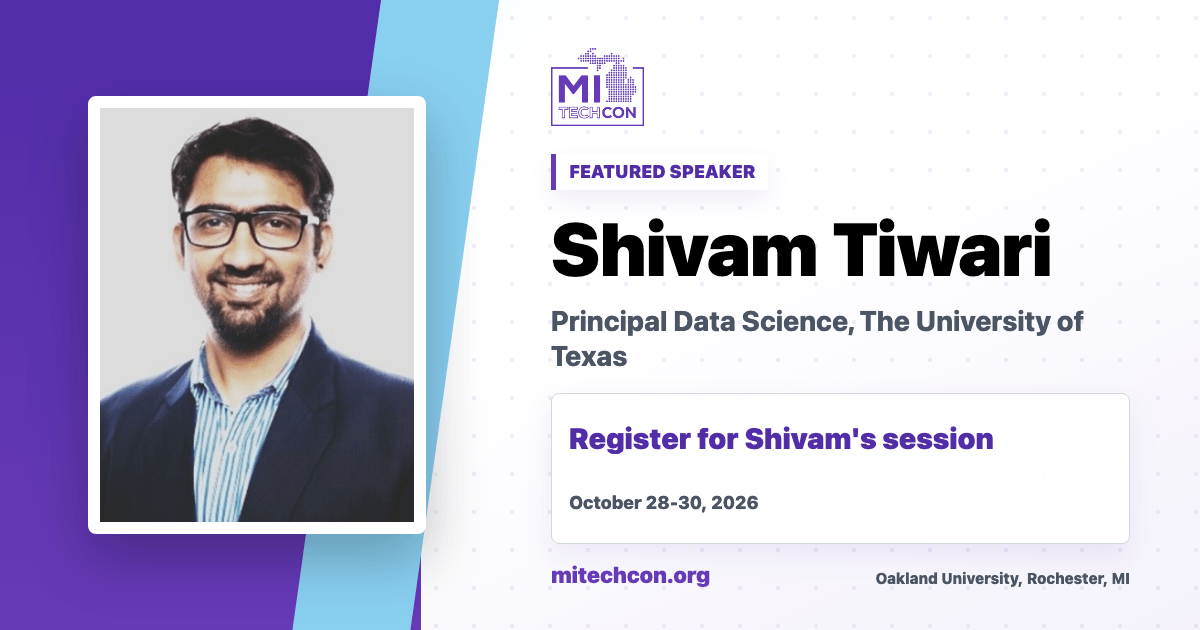 Shivam Tiwari speaker share image for MITechCon 2026