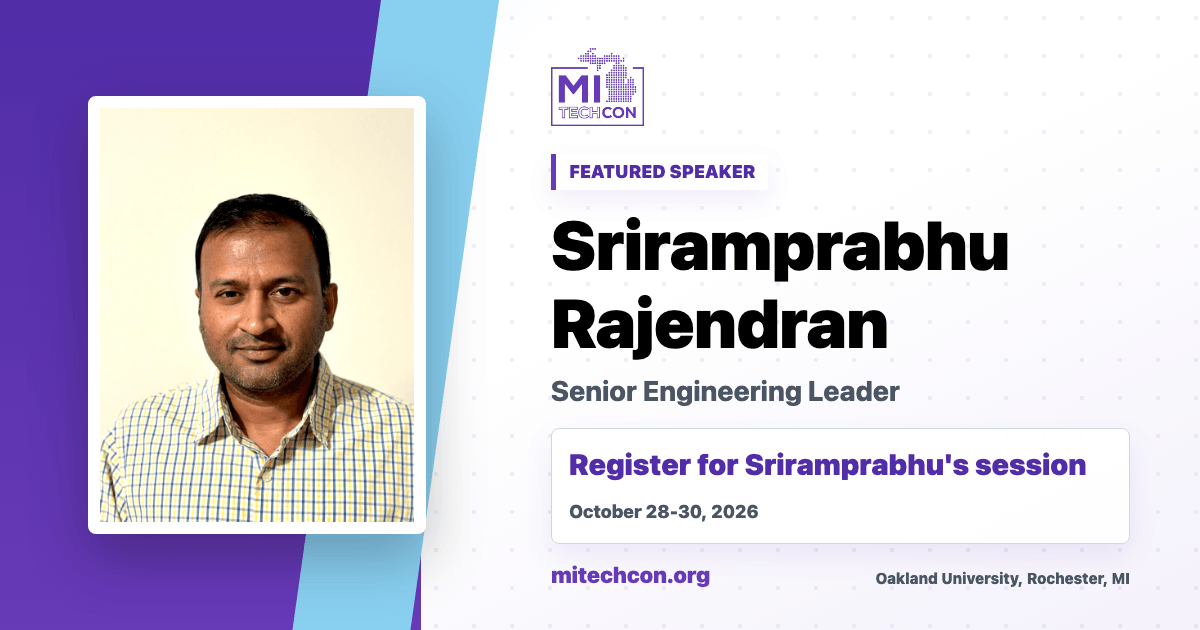 Sriramprabhu Rajendran speaker share image for MITechCon 2026