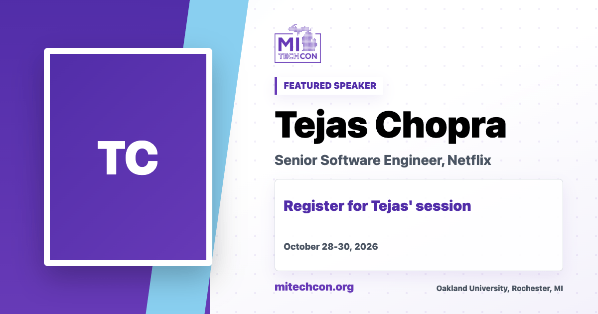 Tejas Chopra speaker share image for MITechCon 2026