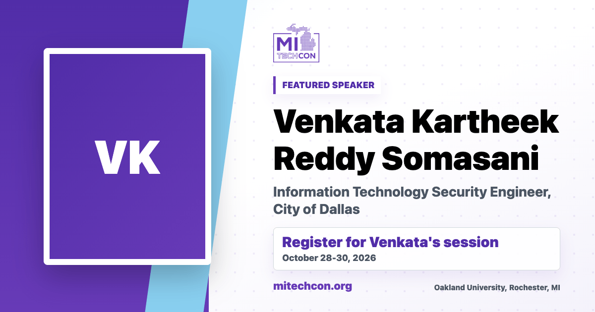 Venkata Kartheek Reddy Somasani speaker share image for MITechCon 2026