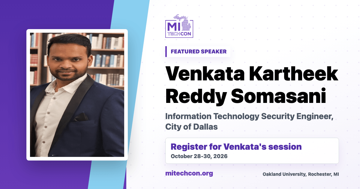 Venkata Kartheek Reddy Somasani speaker share image for MITechCon 2026