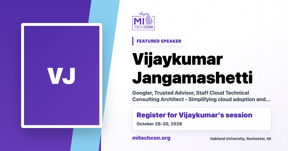 Vijaykumar Jangamashetti speaker share image for MITechCon 2026